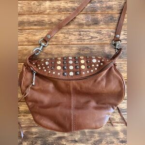 Rebecca Minkoff Brown Leather Crossbody Bag with Studs